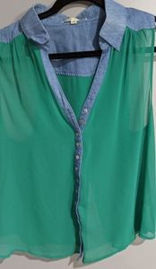 Double Zero Sheer and denim tank top